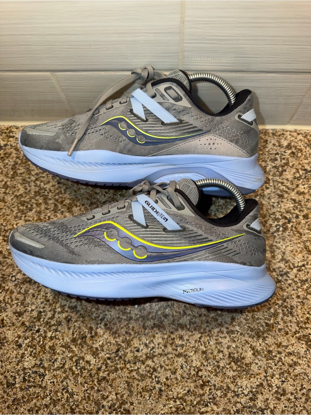 Saucony Women’s Gray Sneakers with Yellow Accents